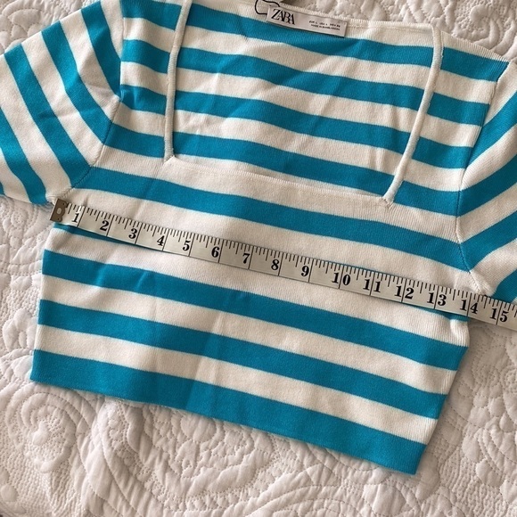 NWT Zara cropped striped short sleeve sweater - Picture 8 of 9